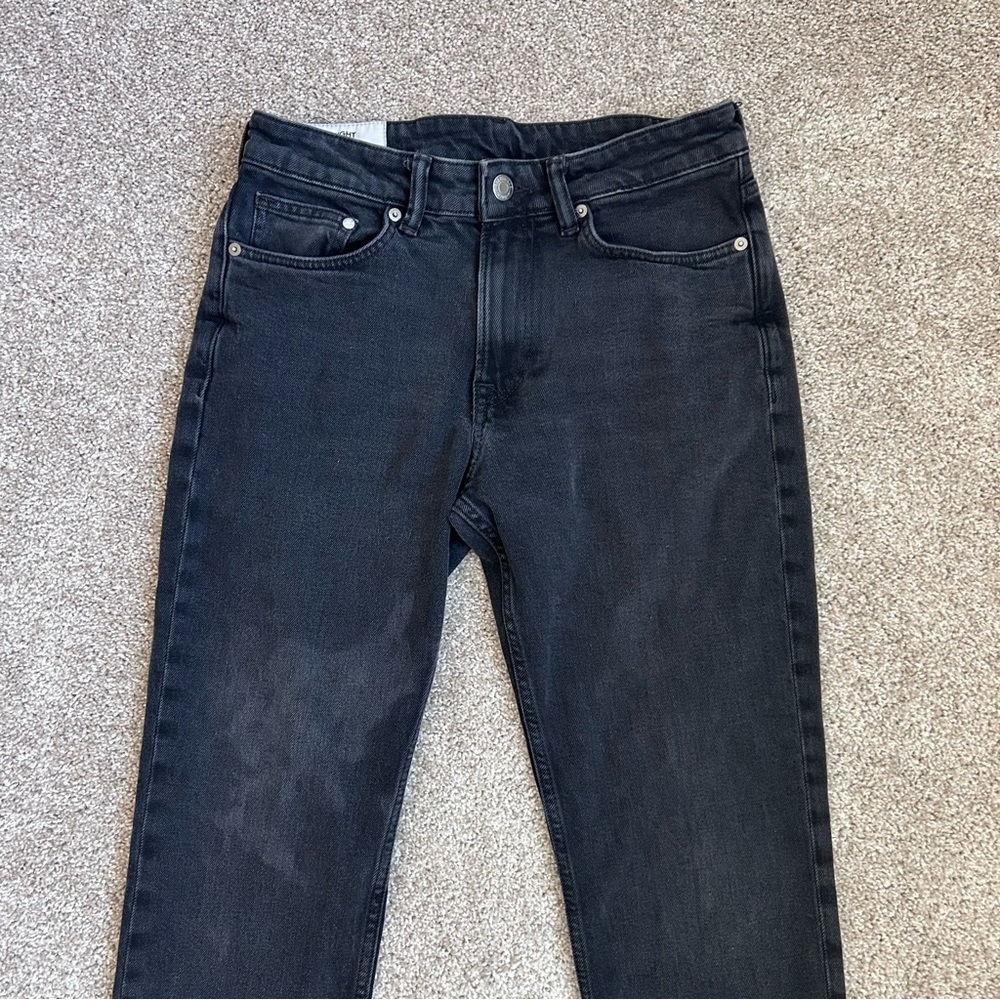 H&M Mens Regular Fit Straight Leg Black Jeans Denim Size 30/32 Standard - Picture 3 of 7